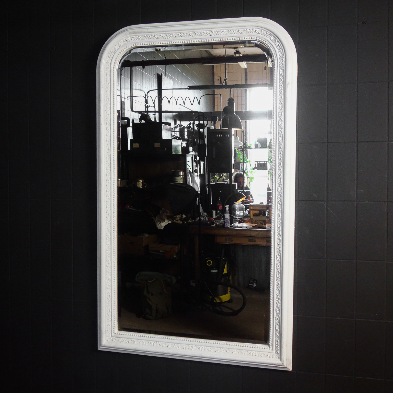 Grote Brocante Spiegel Wit - Assortiment - Vivre Interieur Authentique
